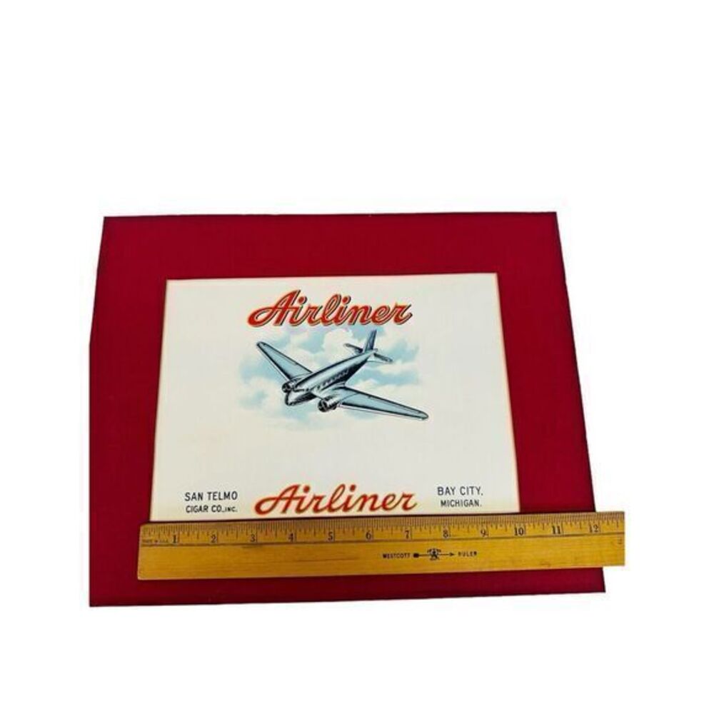 Aviation Airliner Original Cigar Label Bay City MI San Telmo Cigar Co. Embossed - Picture 5 of 14